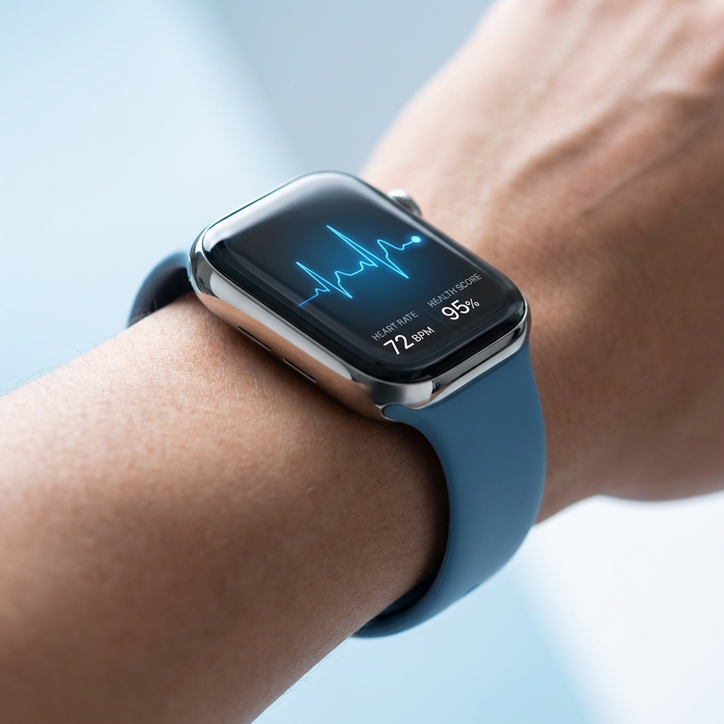 Smartwatch showing a live heartbeat